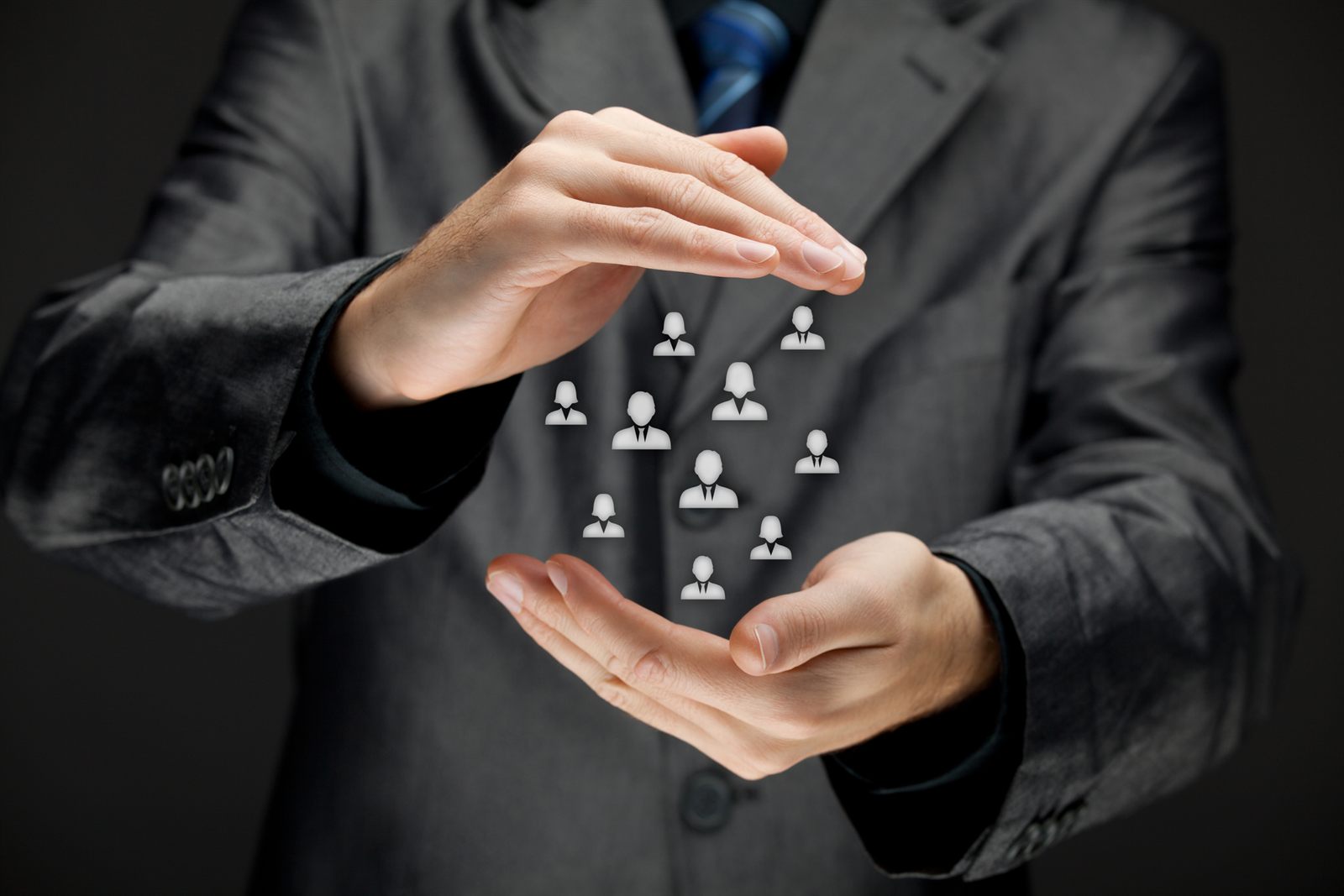 Hands cupped protectively around a group of member icons, a symbol of a cruise travel club